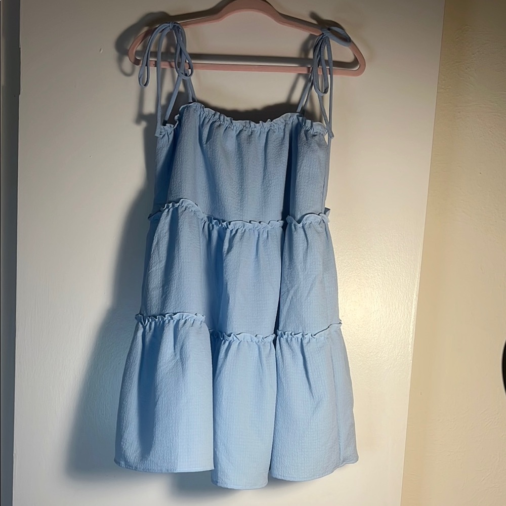 Fashion Nova Tiered Blue Mini Dress